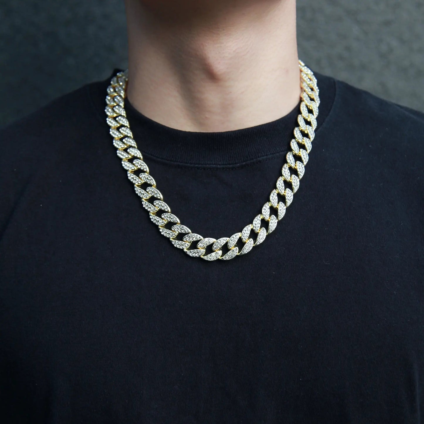 ゴールド Iced Out キューバン チェーン ネックレス