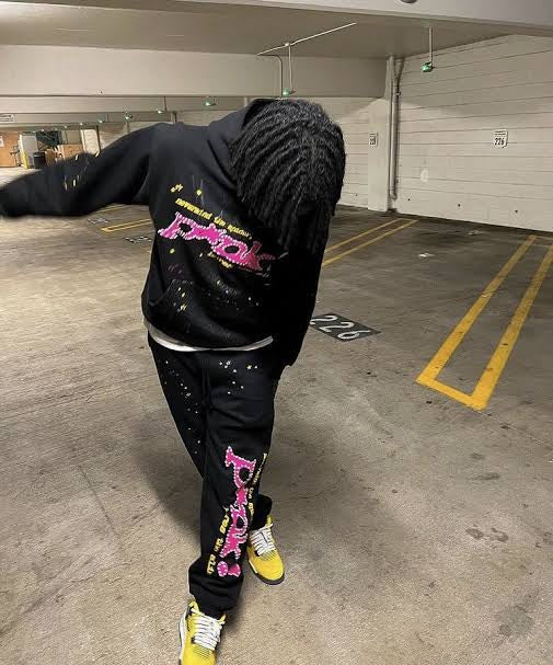 Sp5d3r P*NK BLACK スウェットパンツ