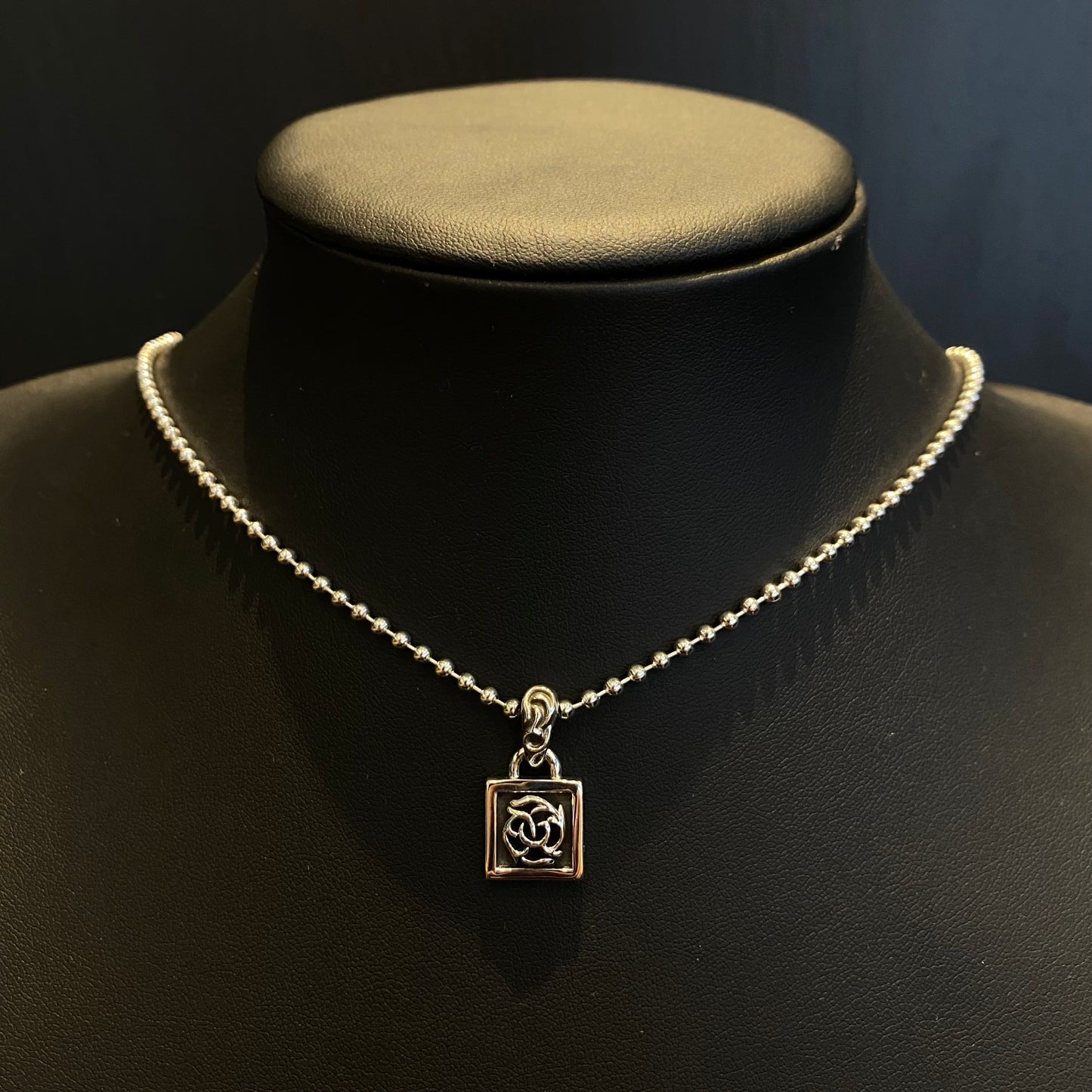 CHROME HEARTS Small Square Vine Necklace - Ball Chain/Pearl Chain