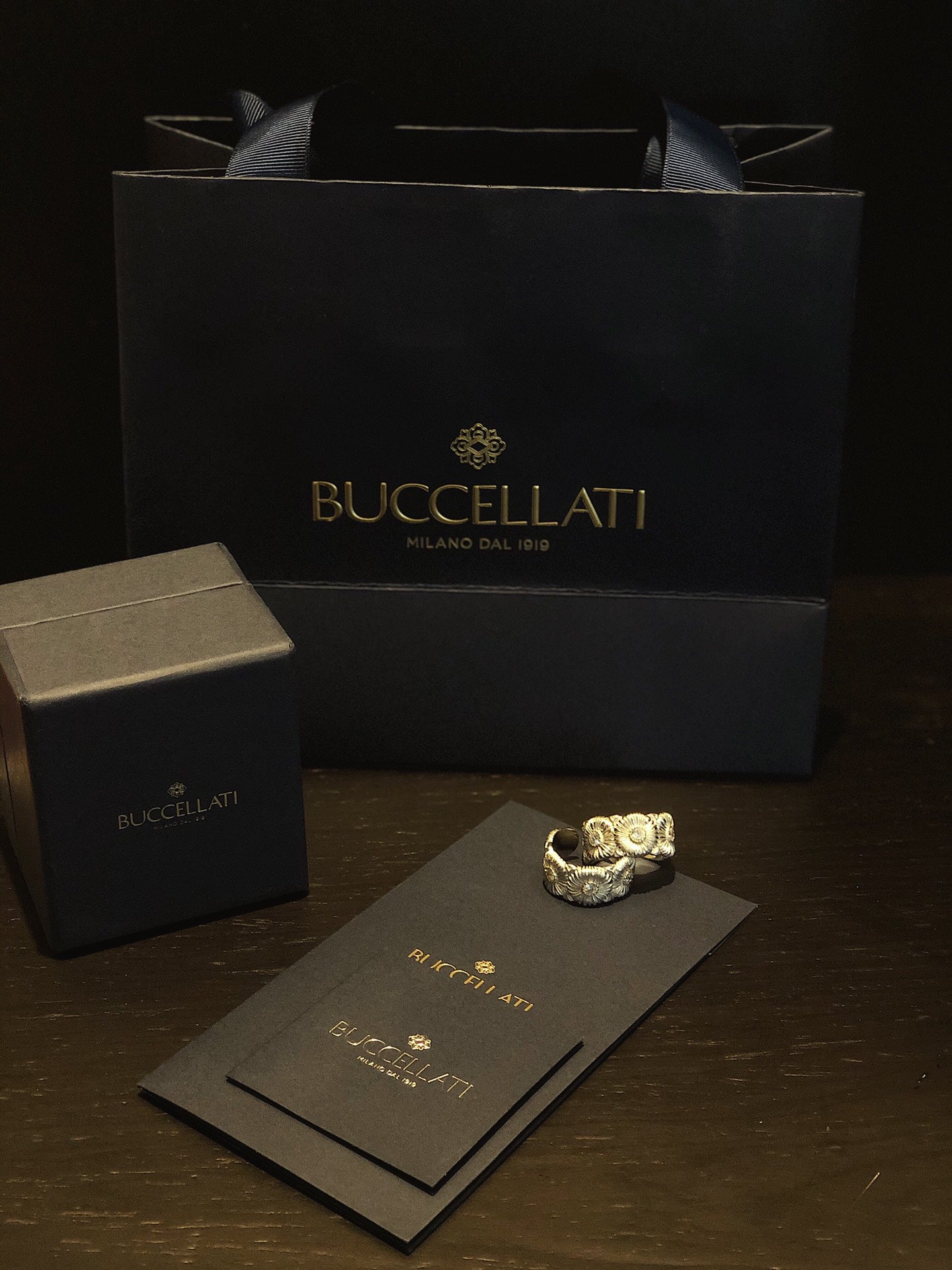 Buccellati Silver and vermeil eternal ring with brown diamonds
