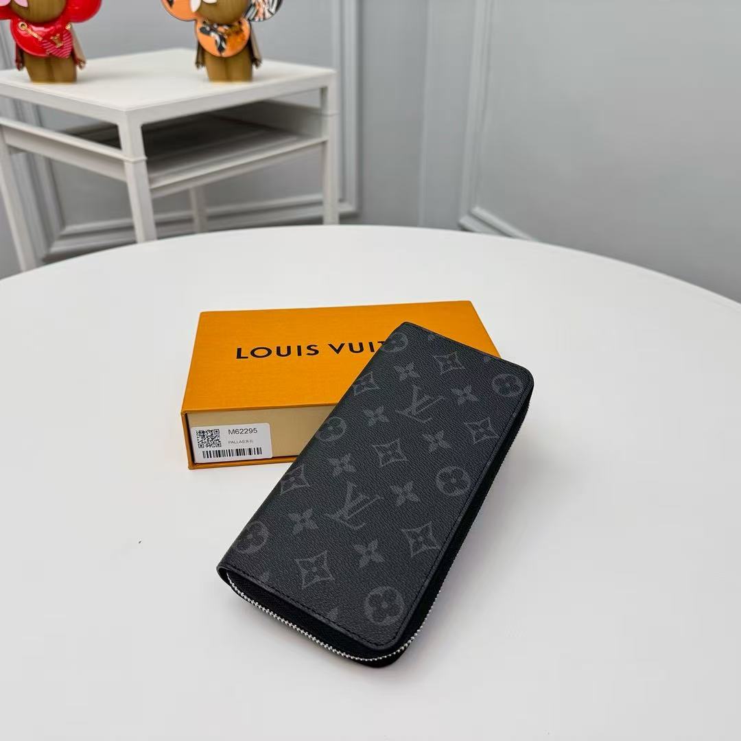 Louis Vuitton Monogram Eclipse Zippy Vertical M62295 Black Round Zipper Wallet