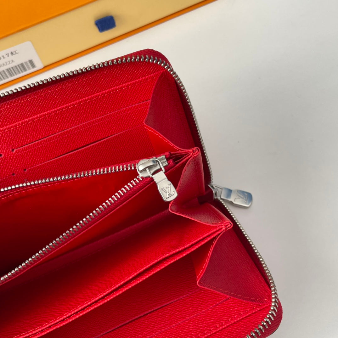 Louis Vuitton x Supreme Portefeuille Brazza Long Wallet in Red Epi Leather