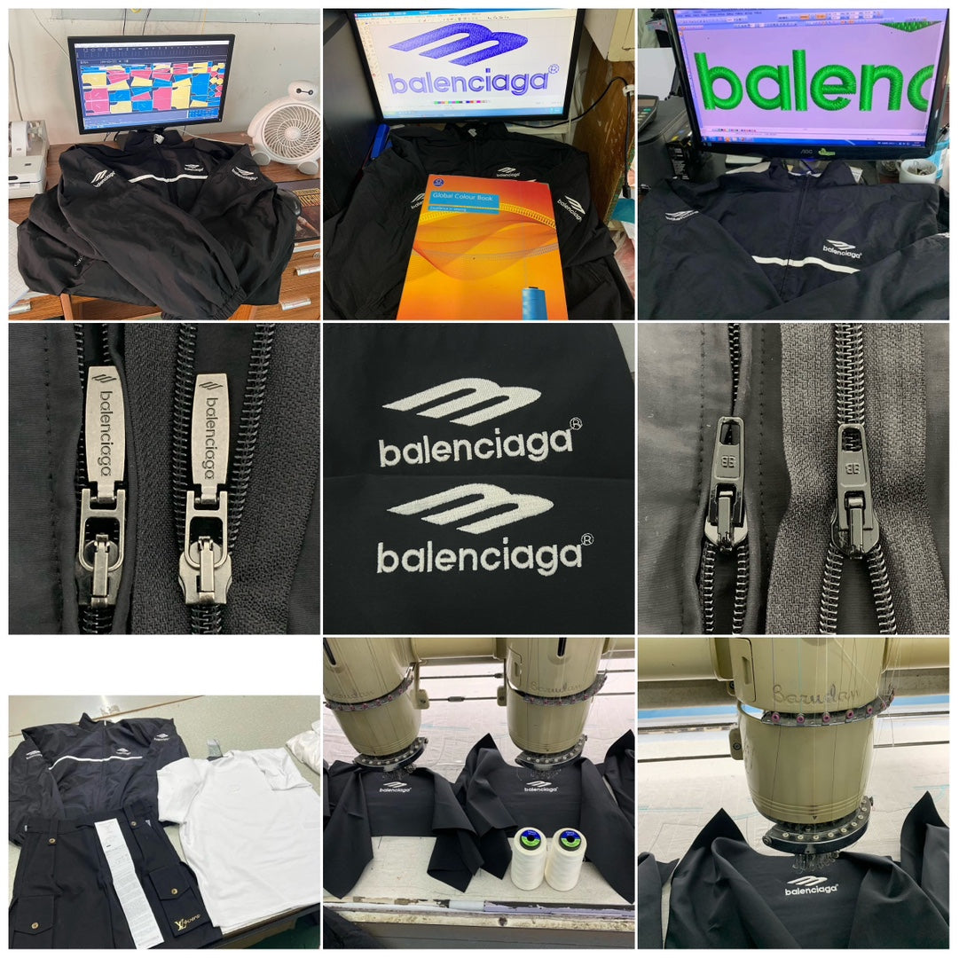 Balenciaga Colorblock Embroidered Lettering Tracksuit Jacket