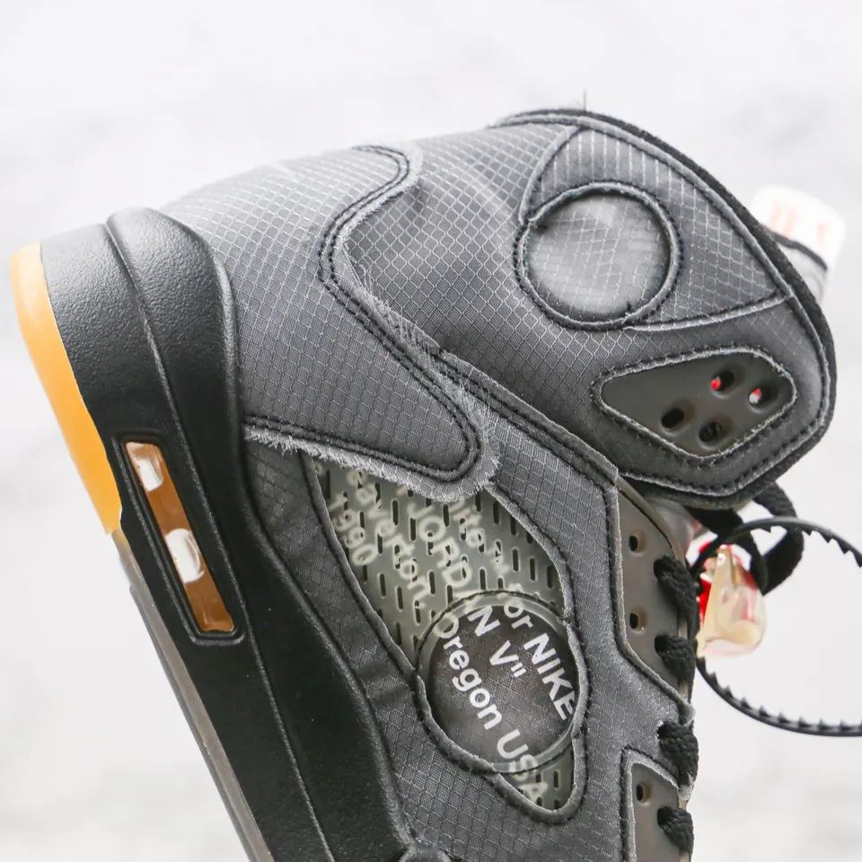 Off-White × Nike Air Jordan 5 "Black/Muslin/Fire Red"