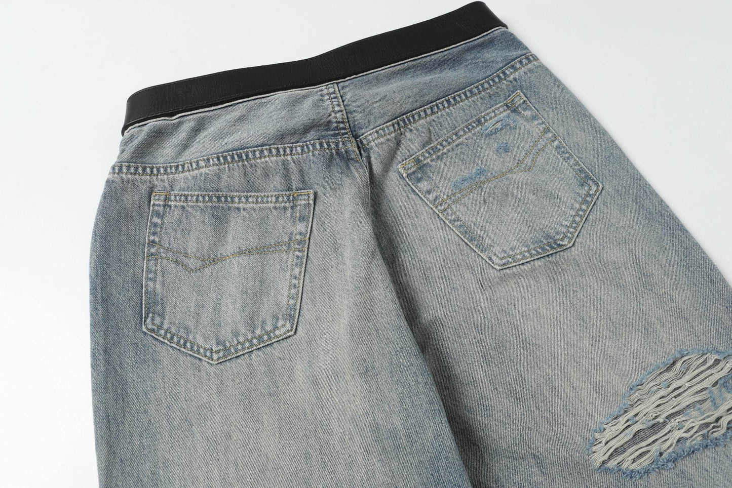 BALENCIAGA*Selvedge organic denim pants with integrated belt