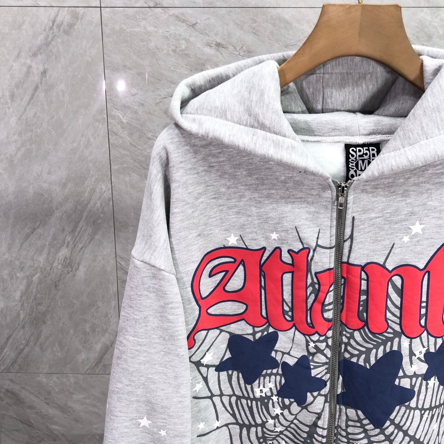 Sp5der Atlanta Full Zip Hoodie 'Heather Grey'