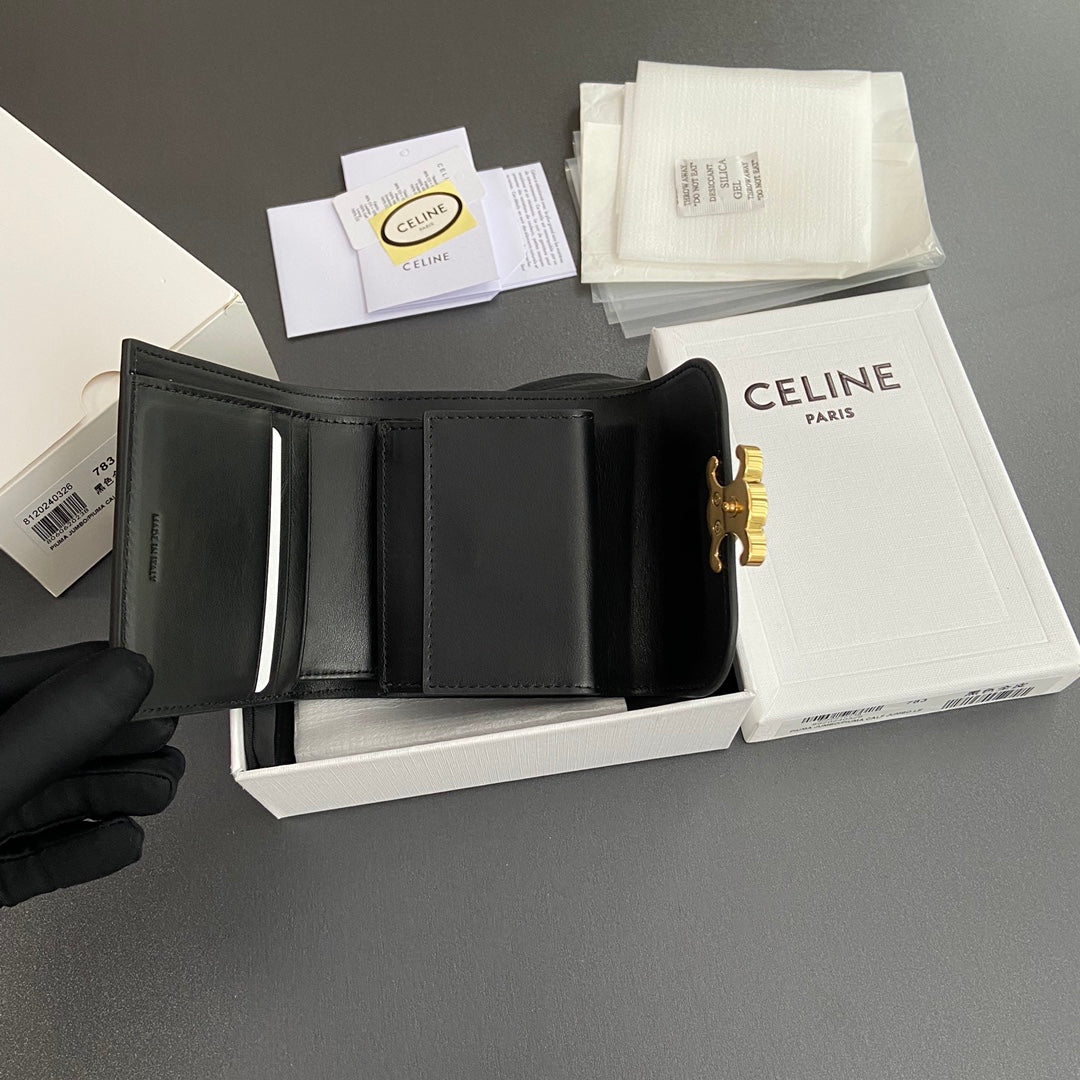Celine Small Flap Wallet TRIOMPHE in Shiny calfskin
