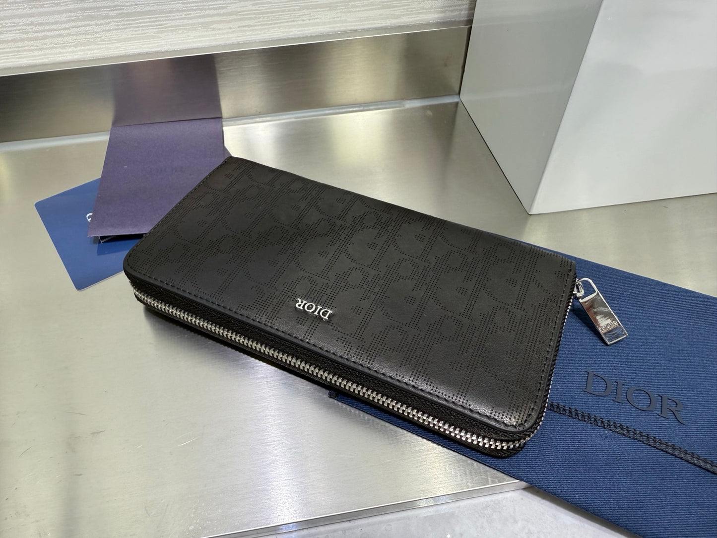 Dior Zipped Long Wallet Black Dior Oblique Galaxy