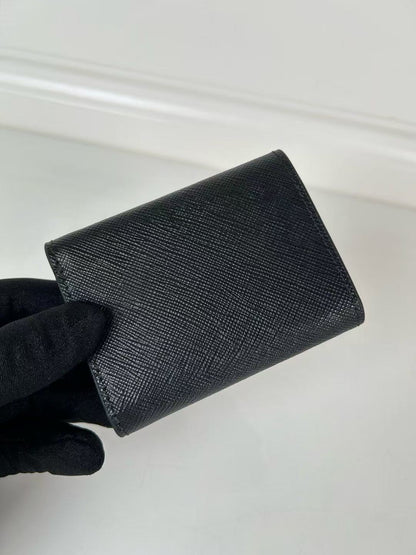 Prada Black Saffiano Triangle Wallet
