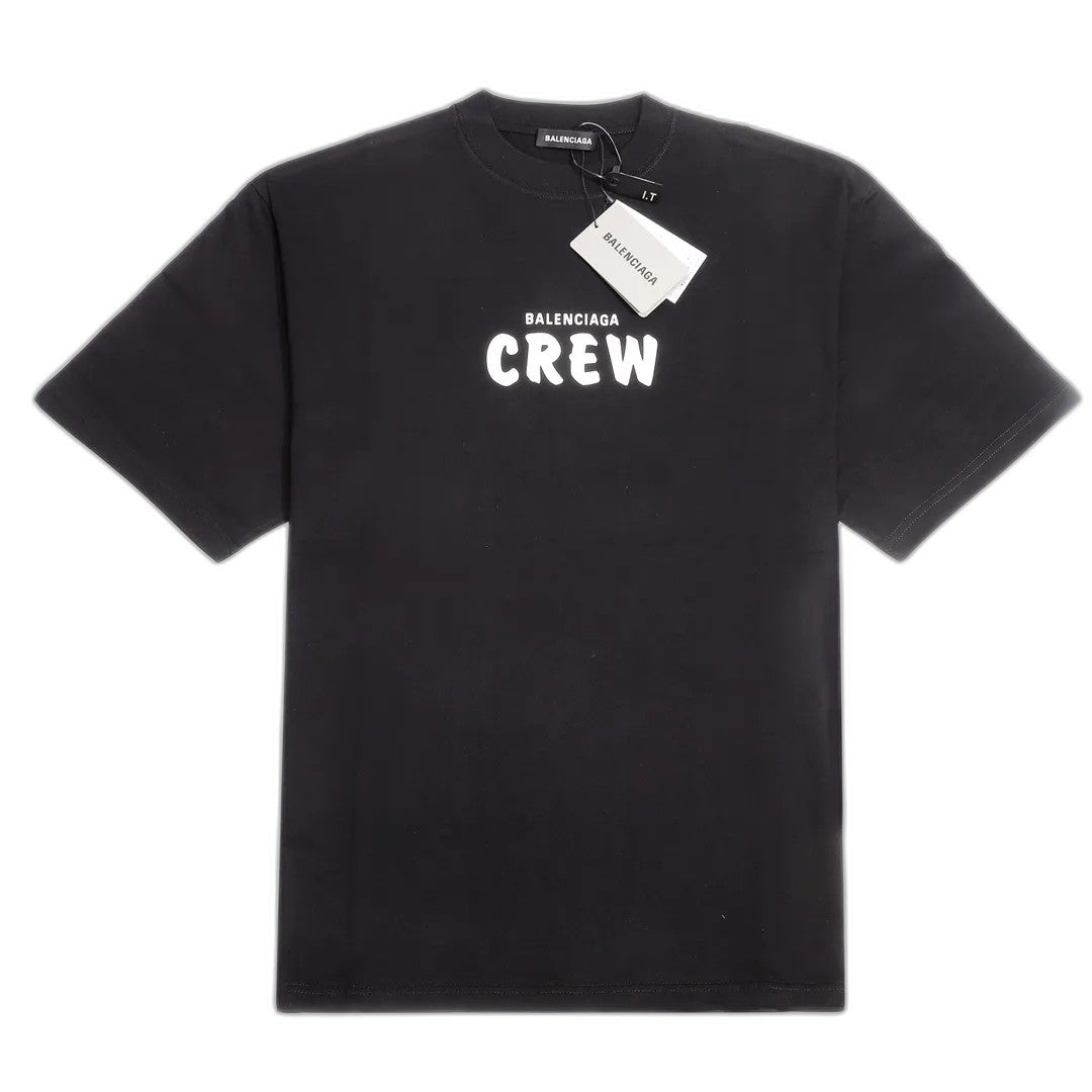 Balenciaga Crew Alphabet Printing Short Sleeve Black