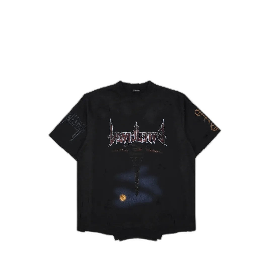 Balenciaga PARIS MOON UPSIDE DOWN T-shirt, oversized, heather black