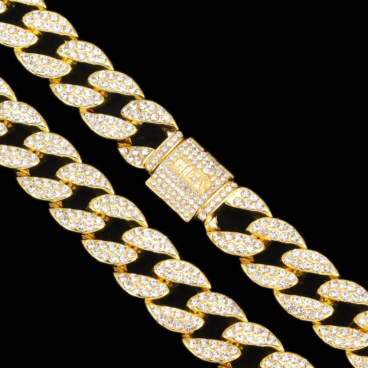 ゴールド Iced Out キューバン チェーン ネックレス