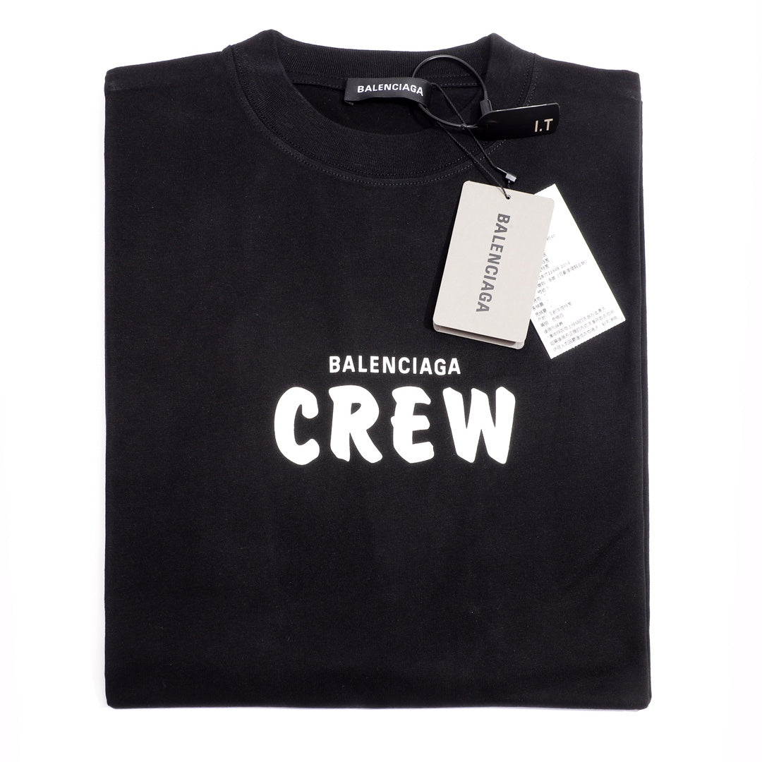 Balenciaga Crew Alphabet Printing Short Sleeve Black
