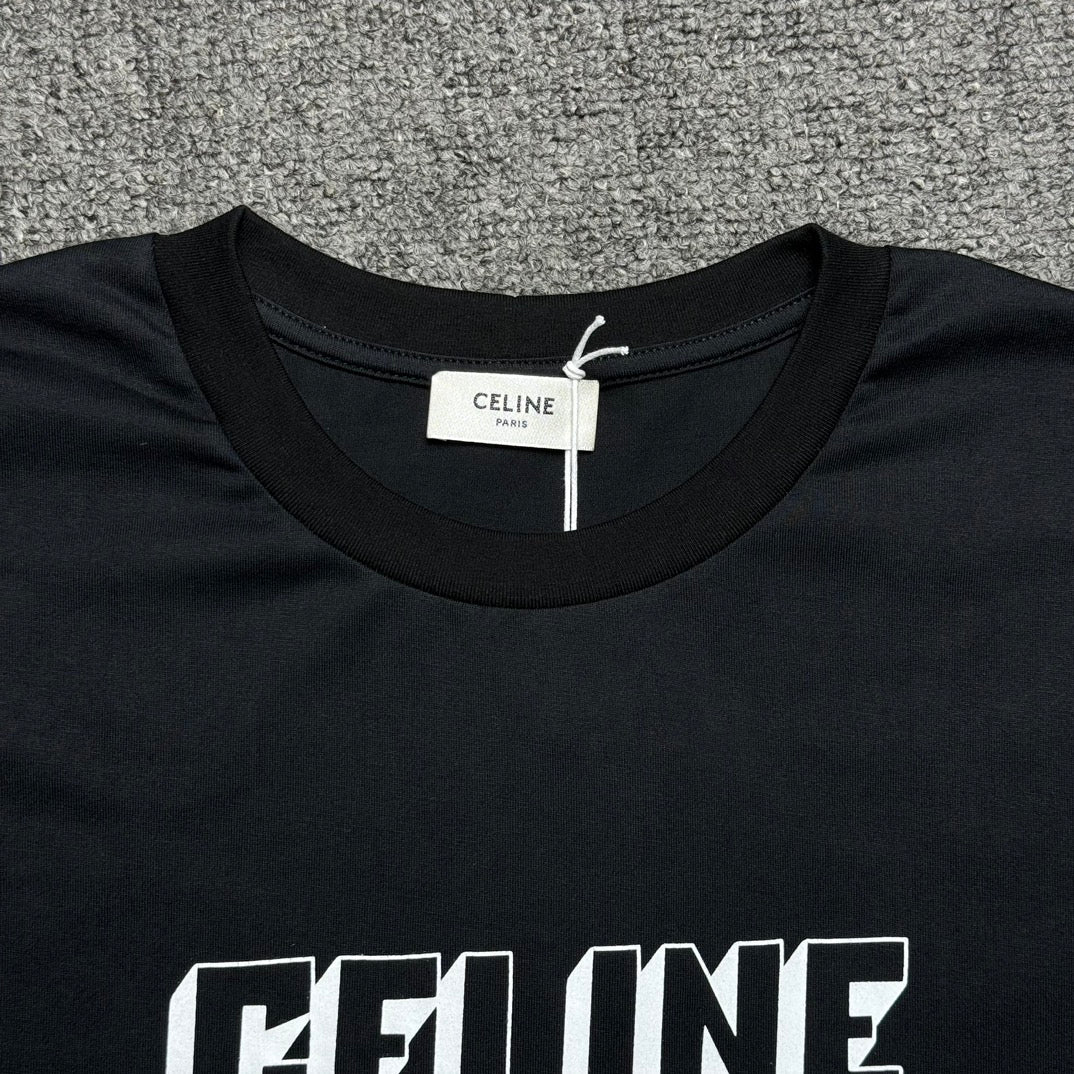 CELINE PARIS print crackle effect cotton jersey