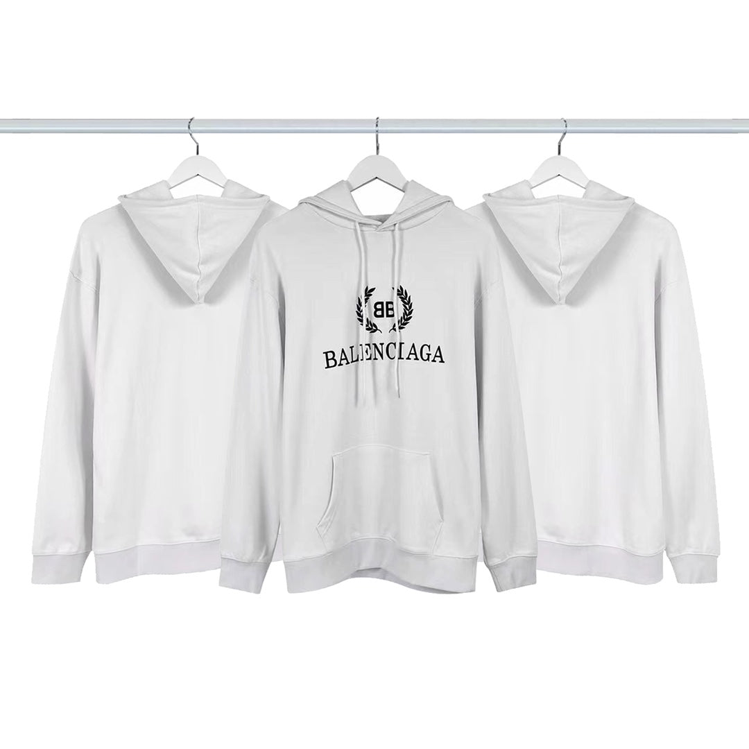 Balenciaga Men's White Logo Wreath Hoodie