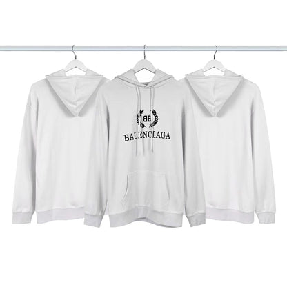Balenciaga Men's White Logo Wreath Hoodie