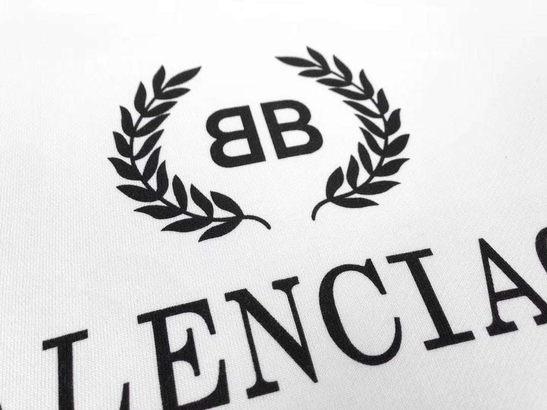 Balenciaga Men's White Logo Wreath Hoodie