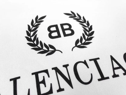 Balenciaga Men's White Logo Wreath Hoodie