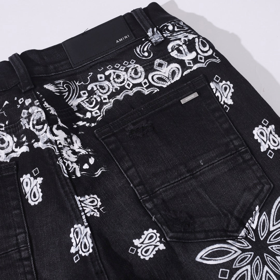 Amiri Skinny Jeans with Flocked BANDANA Motif