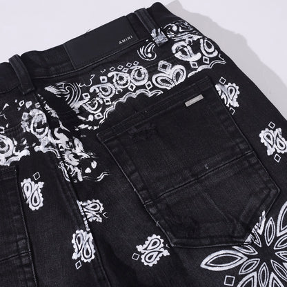 Amiri Skinny Jeans with Flocked BANDANA Motif