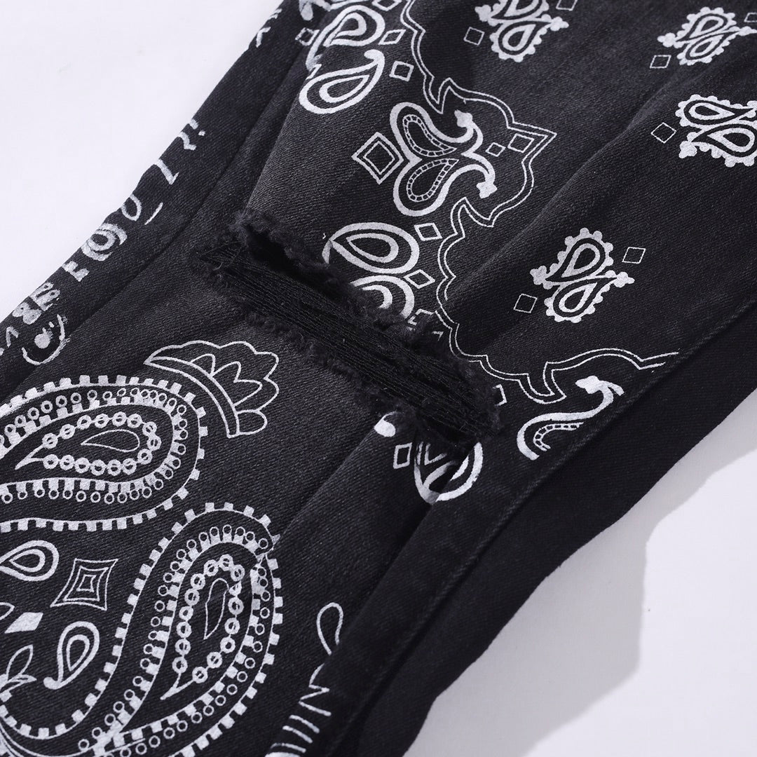 Amiri Skinny Jeans with Flocked BANDANA Motif