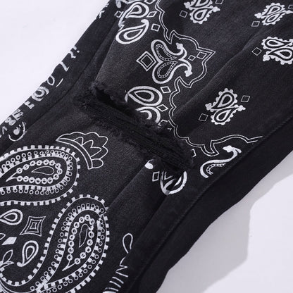 Amiri Skinny Jeans with Flocked BANDANA Motif