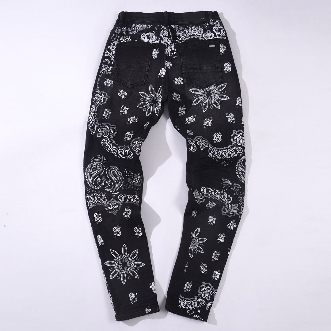 Amiri Skinny Jeans with Flocked BANDANA Motif
