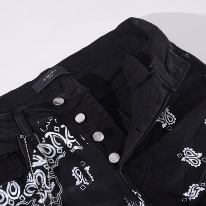 Amiri Skinny Jeans with Flocked BANDANA Motif