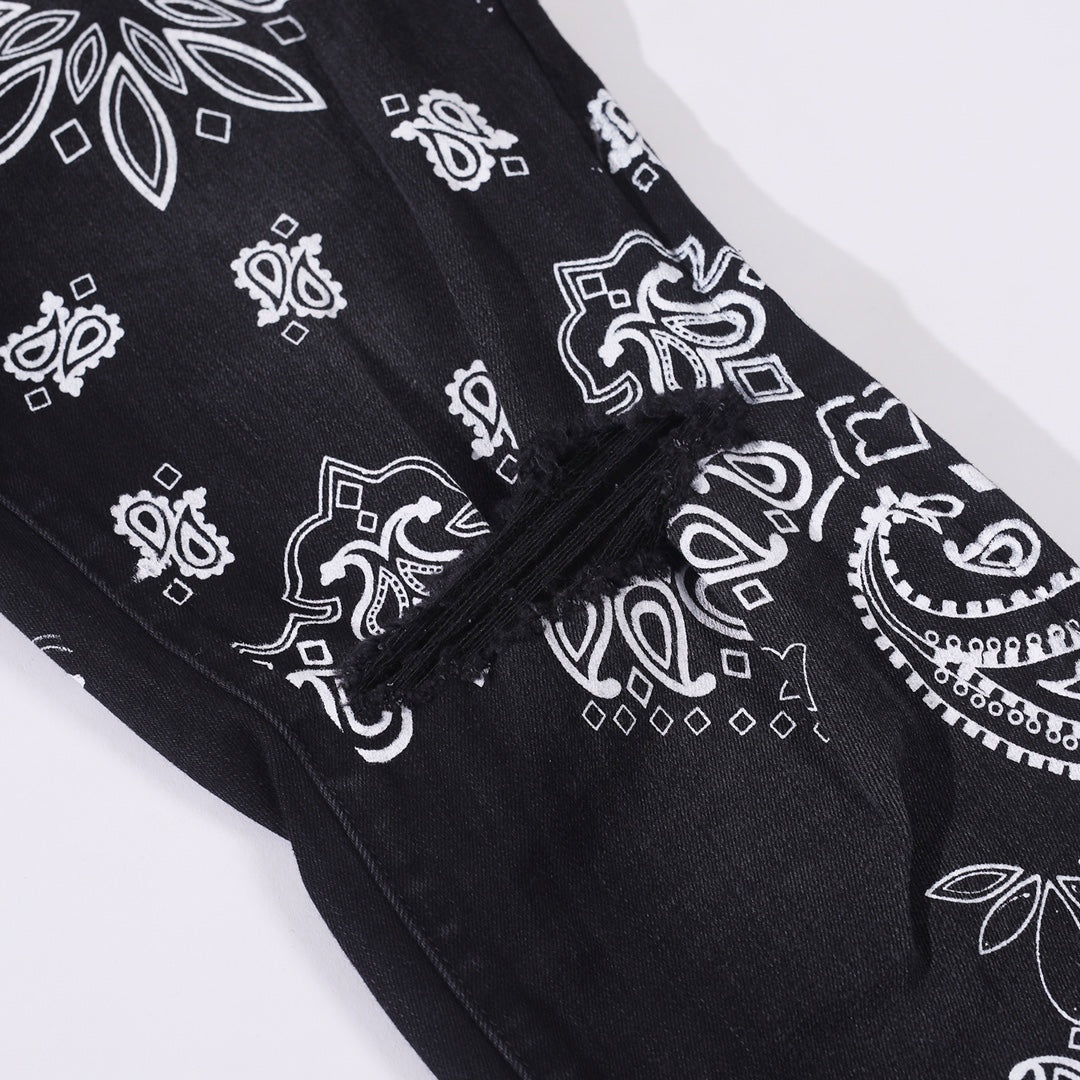 Amiri Skinny Jeans with Flocked BANDANA Motif