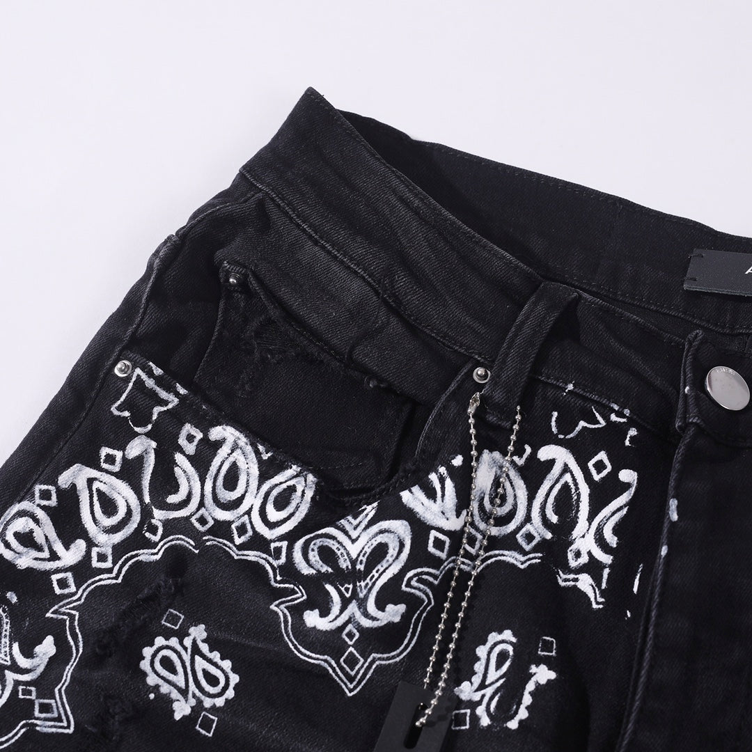 Amiri Skinny Jeans with Flocked BANDANA Motif