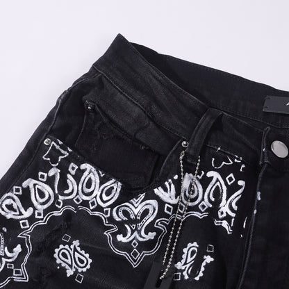 Amiri Skinny Jeans with Flocked BANDANA Motif