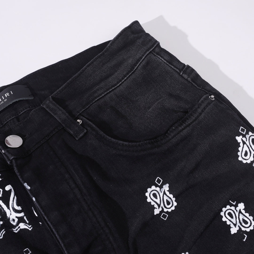 Amiri Skinny Jeans with Flocked BANDANA Motif
