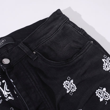 Amiri Skinny Jeans with Flocked BANDANA Motif