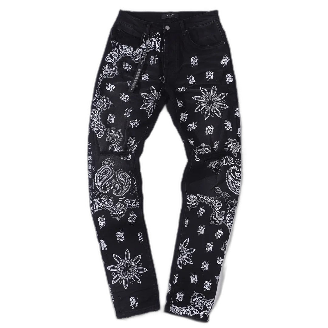 Amiri Skinny Jeans with Flocked BANDANA Motif