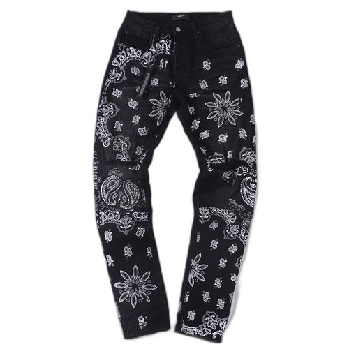 Amiri Skinny Jeans with Flocked BANDANA Motif