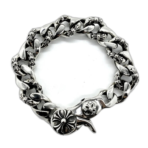𝗖𝗵𝗿𝗼𝗺𝗲 𝗛𝗲𝗮𝗿𝘁𝘀 Half flower shrimp clasp large bracelet
