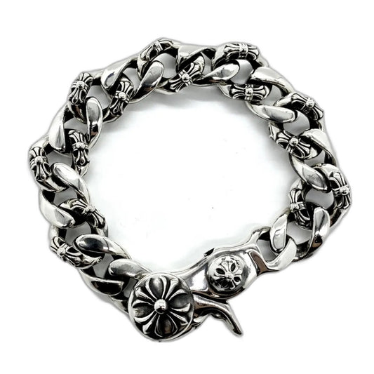 𝗖𝗵𝗿𝗼𝗺𝗲 𝗛𝗲𝗮𝗿𝘁𝘀 Half flower shrimp clasp large bracelet