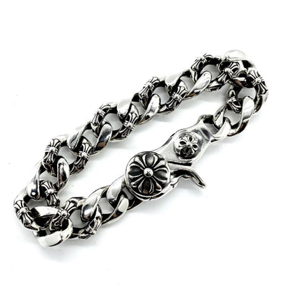𝗖𝗵𝗿𝗼𝗺𝗲 𝗛𝗲𝗮𝗿𝘁𝘀 Half flower shrimp clasp large bracelet