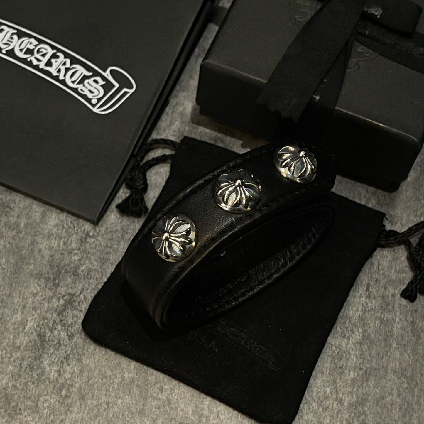 Chrome Hearts Cross Leather Bracelet