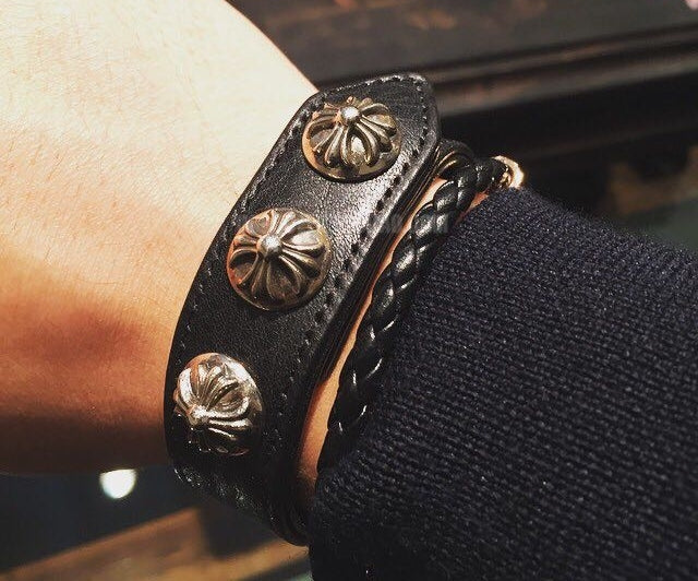 Chrome Hearts Cross Leather Bracelet