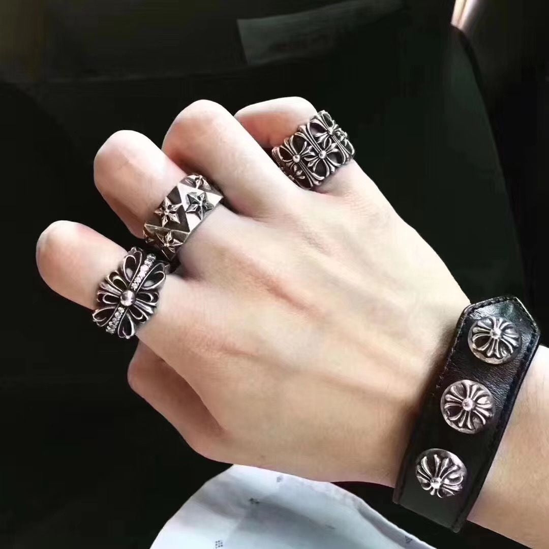 Chrome Hearts Cross Leather Bracelet