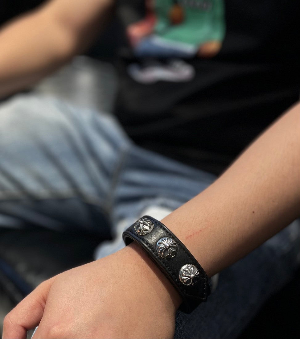 Chrome Hearts Cross Leather Bracelet