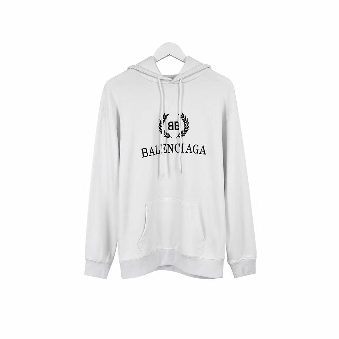Balenciaga Men's White Logo Wreath Hoodie