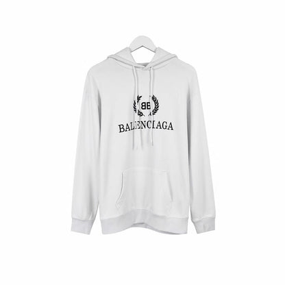 Balenciaga Men's White Logo Wreath Hoodie