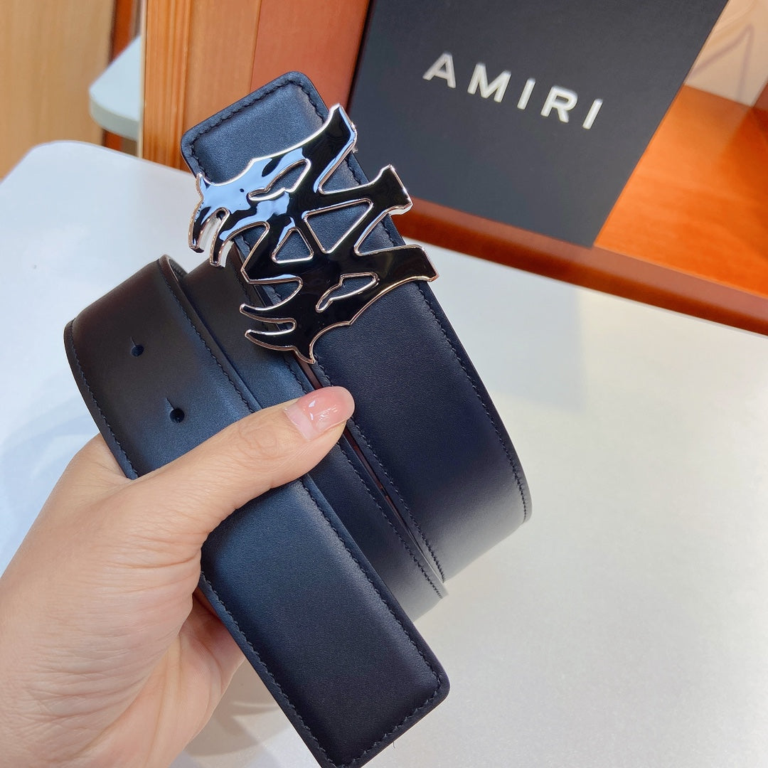 AMIRI Logo motif leather belt 4cm