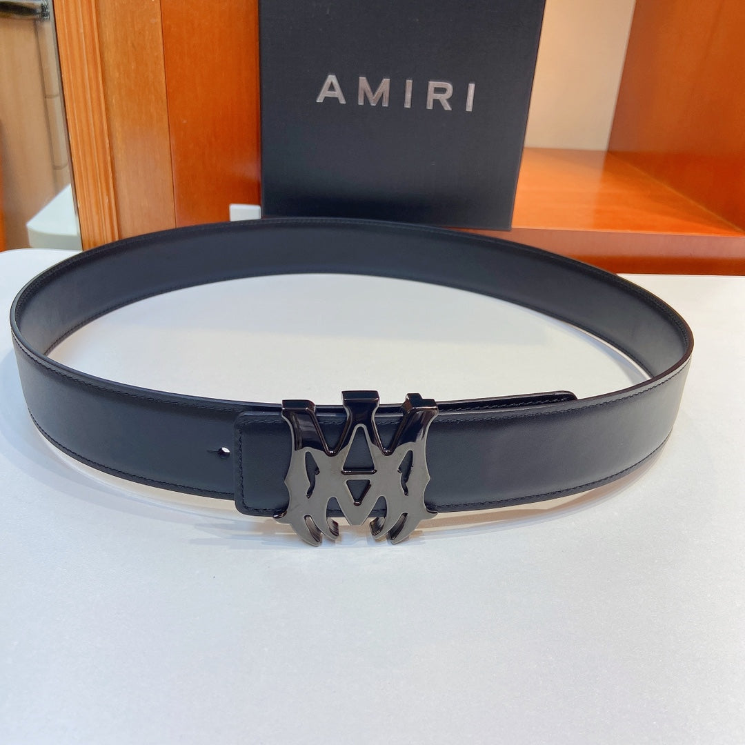 AMIRI Logo motif leather belt 4cm
