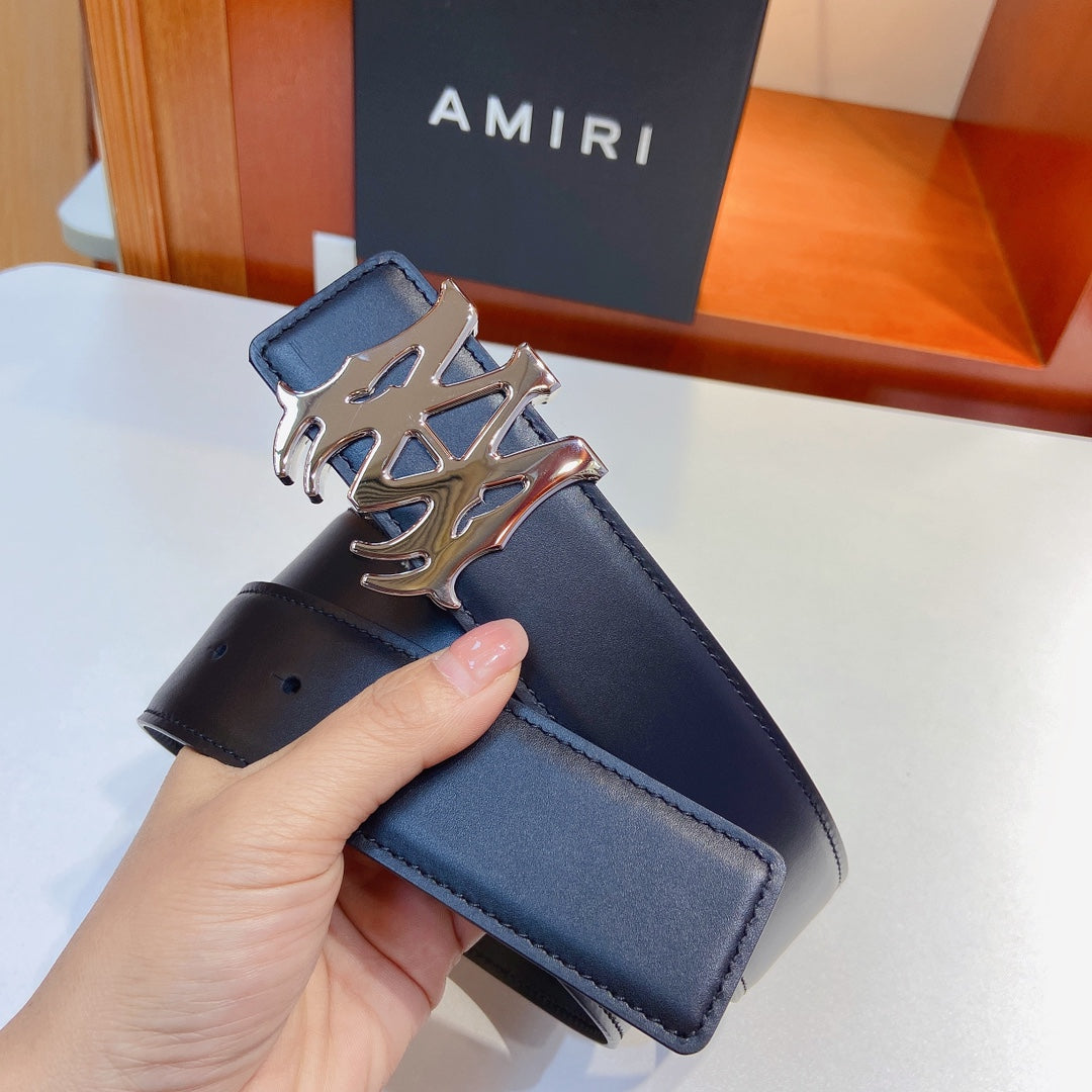 AMIRI Logo motif leather belt 4cm