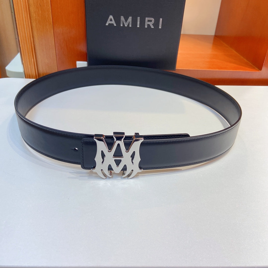 AMIRI Logo motif leather belt 4cm