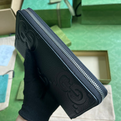GUCCI Logo Embossed Zip-Around Wallet