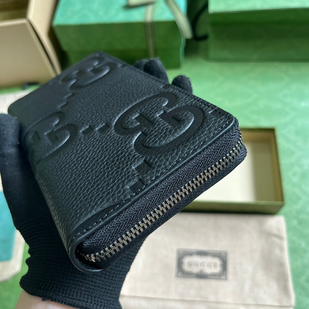 GUCCI Logo Embossed Zip-Around Wallet